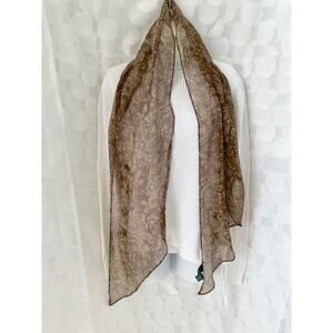 Vintage 80's Ralph Lauren 100% SILK paisley Brown Beige scarf Classic JAPAN